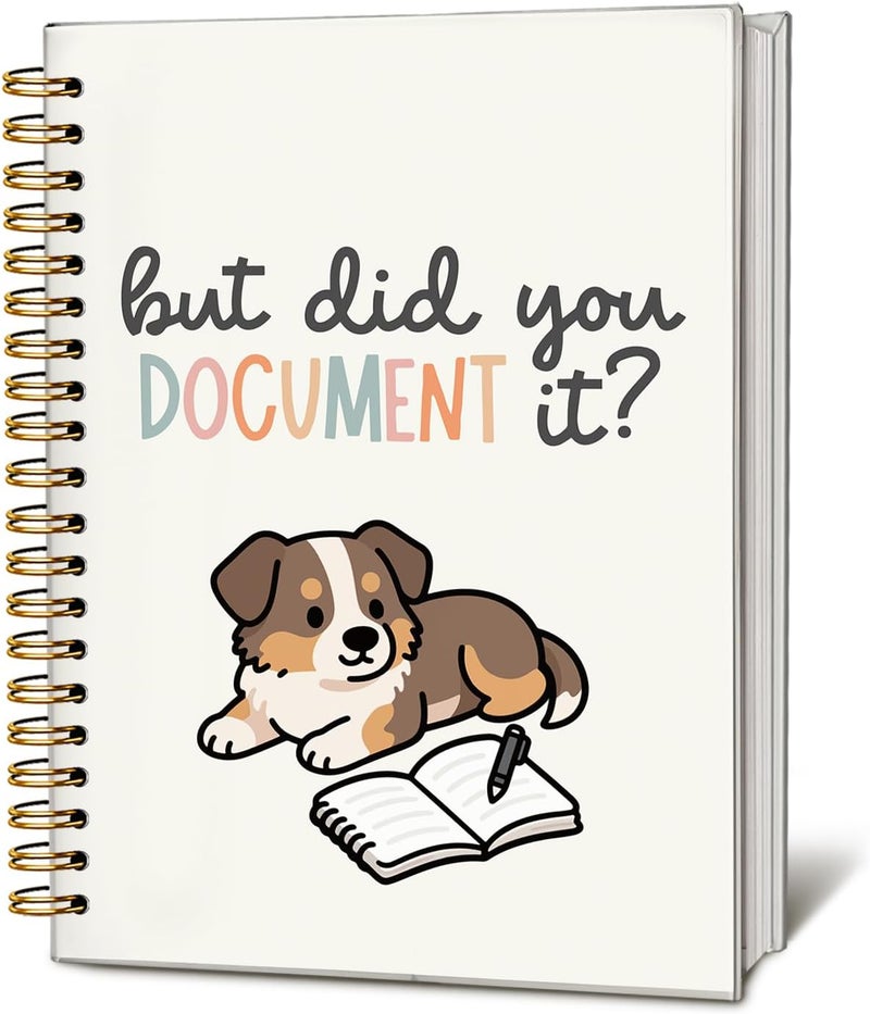 WLIANG Funny Australian Shepherd Notebook Journal Gifts for Women & Men, Australian Shepherd Gifts Notebooks for Women, But Did You Document It Hardcover Spiral Notebook 5.5x8.3 Inch - Image 1